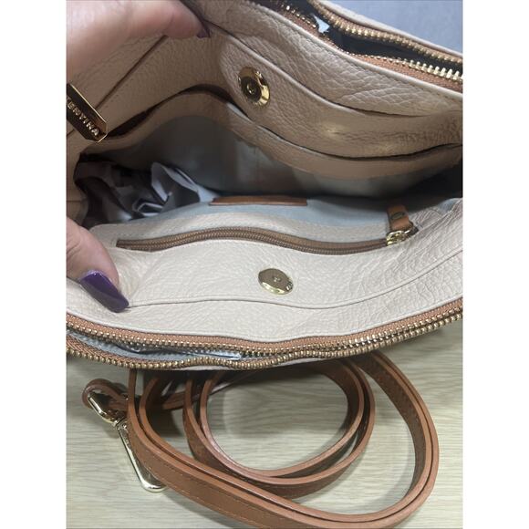 Valentina Italia Crossbody Shoulder Bag Clutch Pebbled Taupe/Beige - Picture 6 of 10
